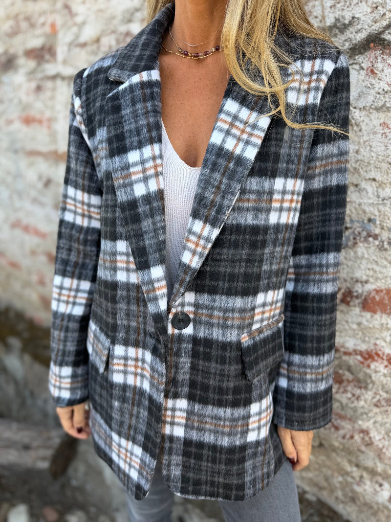 Blazer paño escoces negra