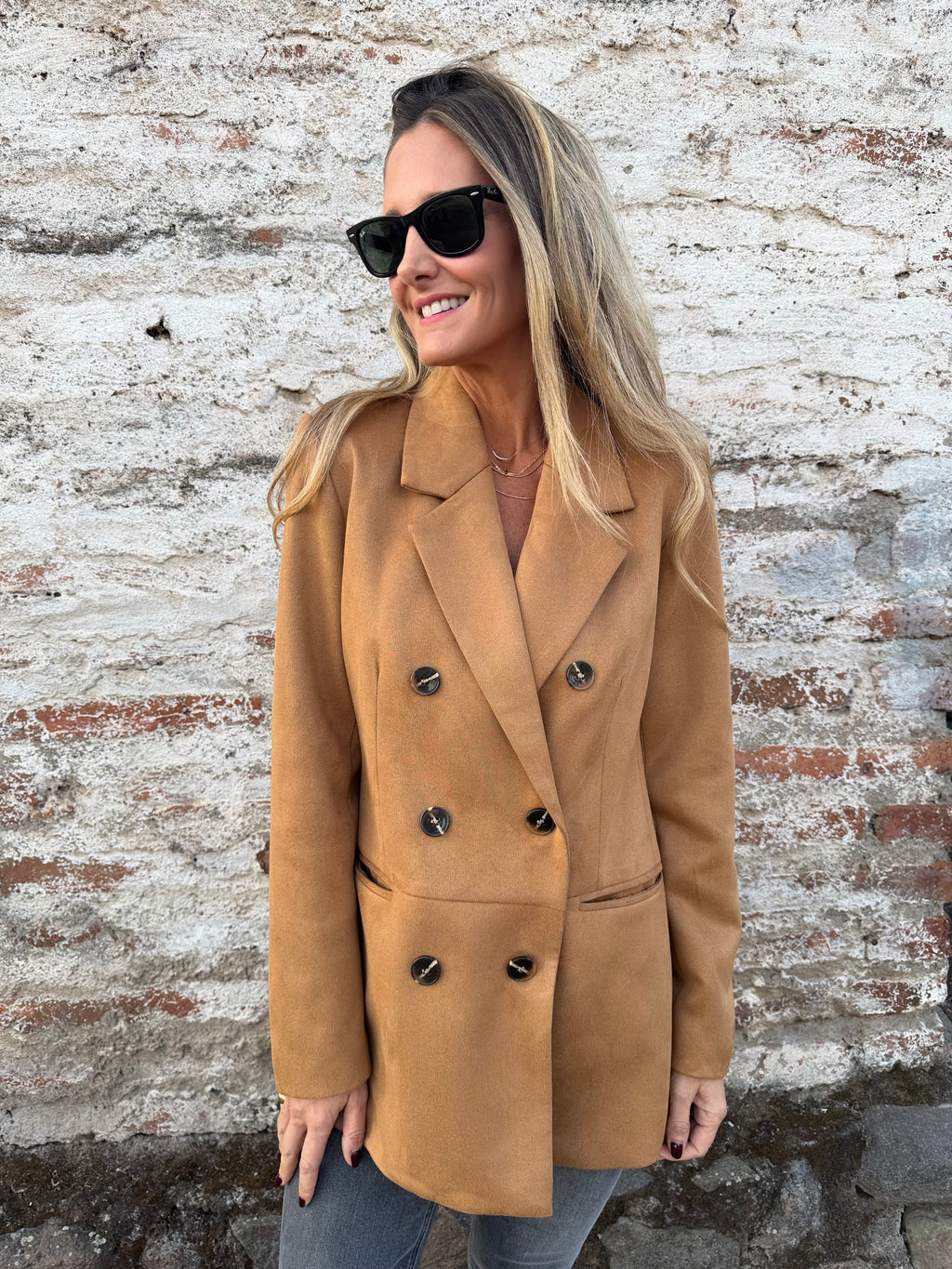 Blazer efecto gamuza increíble camel