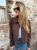 Chaqueta simple suede cafe