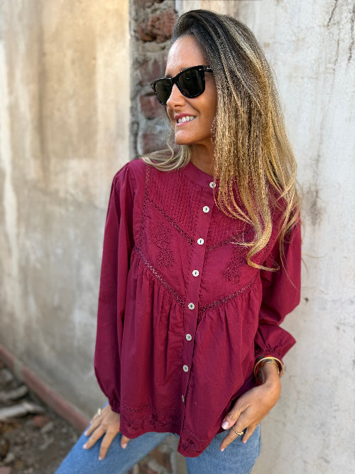 Blusa cedrón burdeo