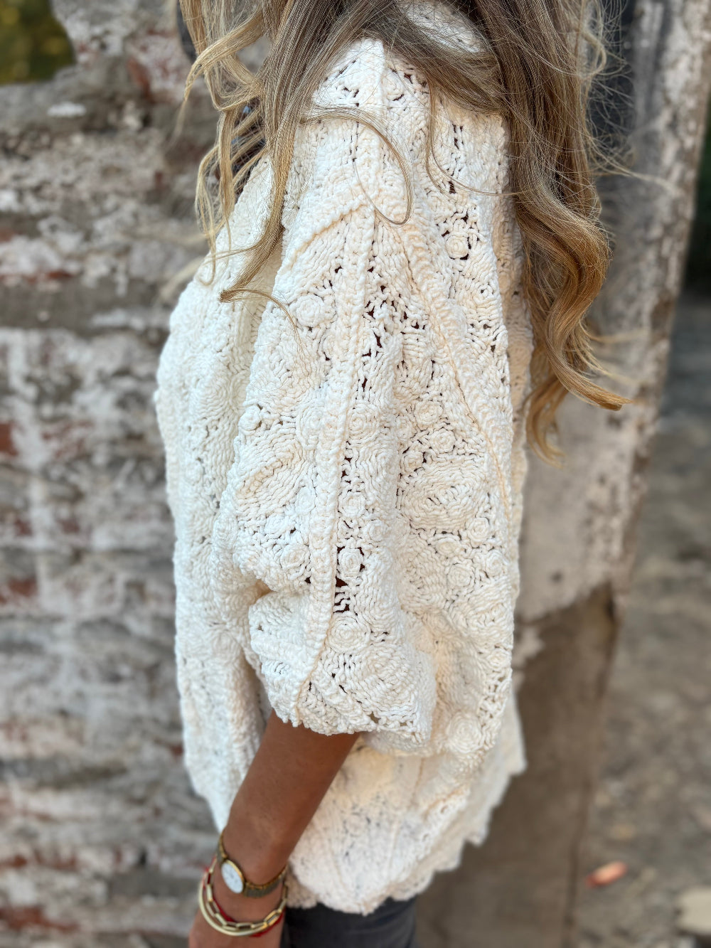 Tapado macramé blanco