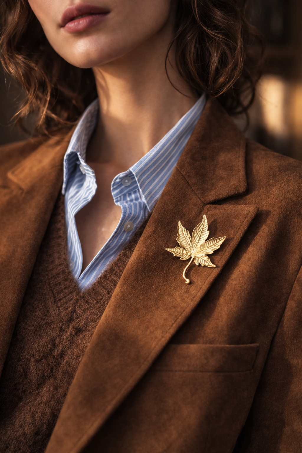 Prendedor Hoja Acer Gold