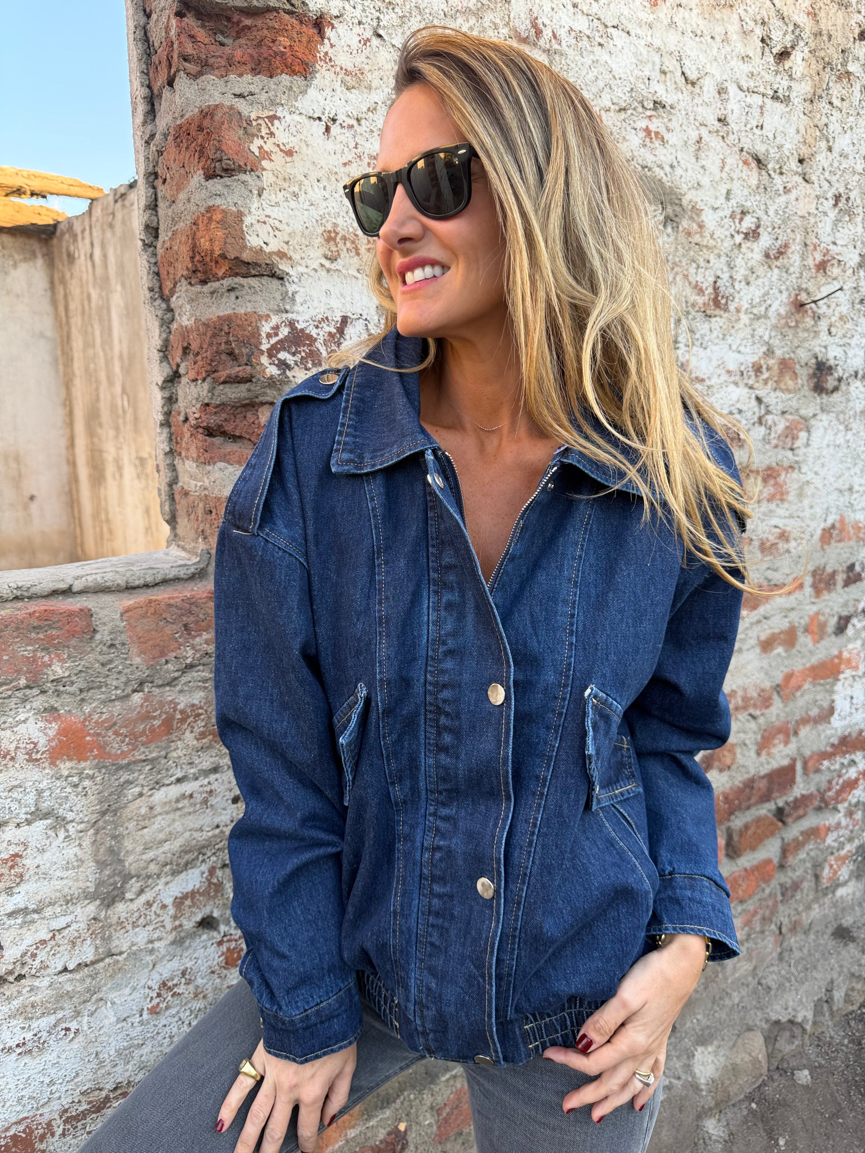 Maxxi bomber acolchada bluejean azul