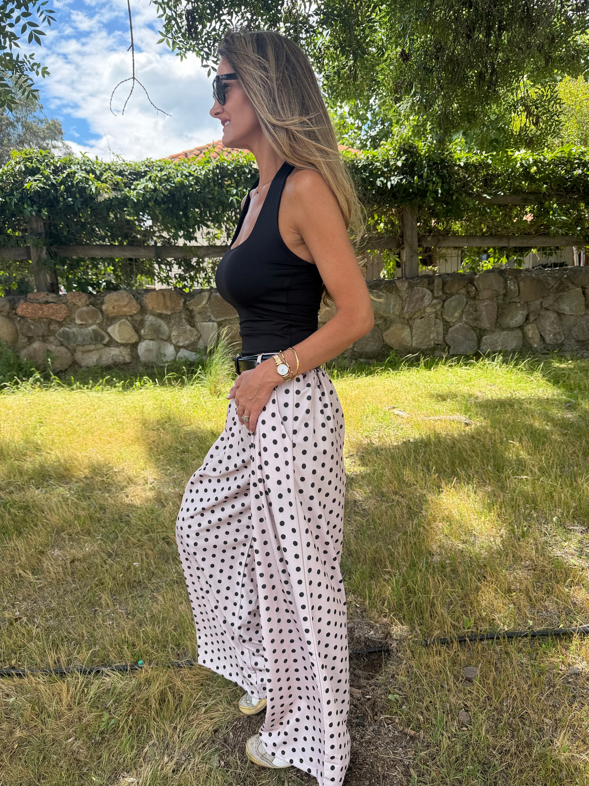 New palazo polca dots beige
