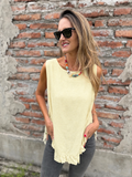 Blusa espalda abierta vuelitos amarillo claro