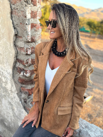 Blazer efecto gamuza camel