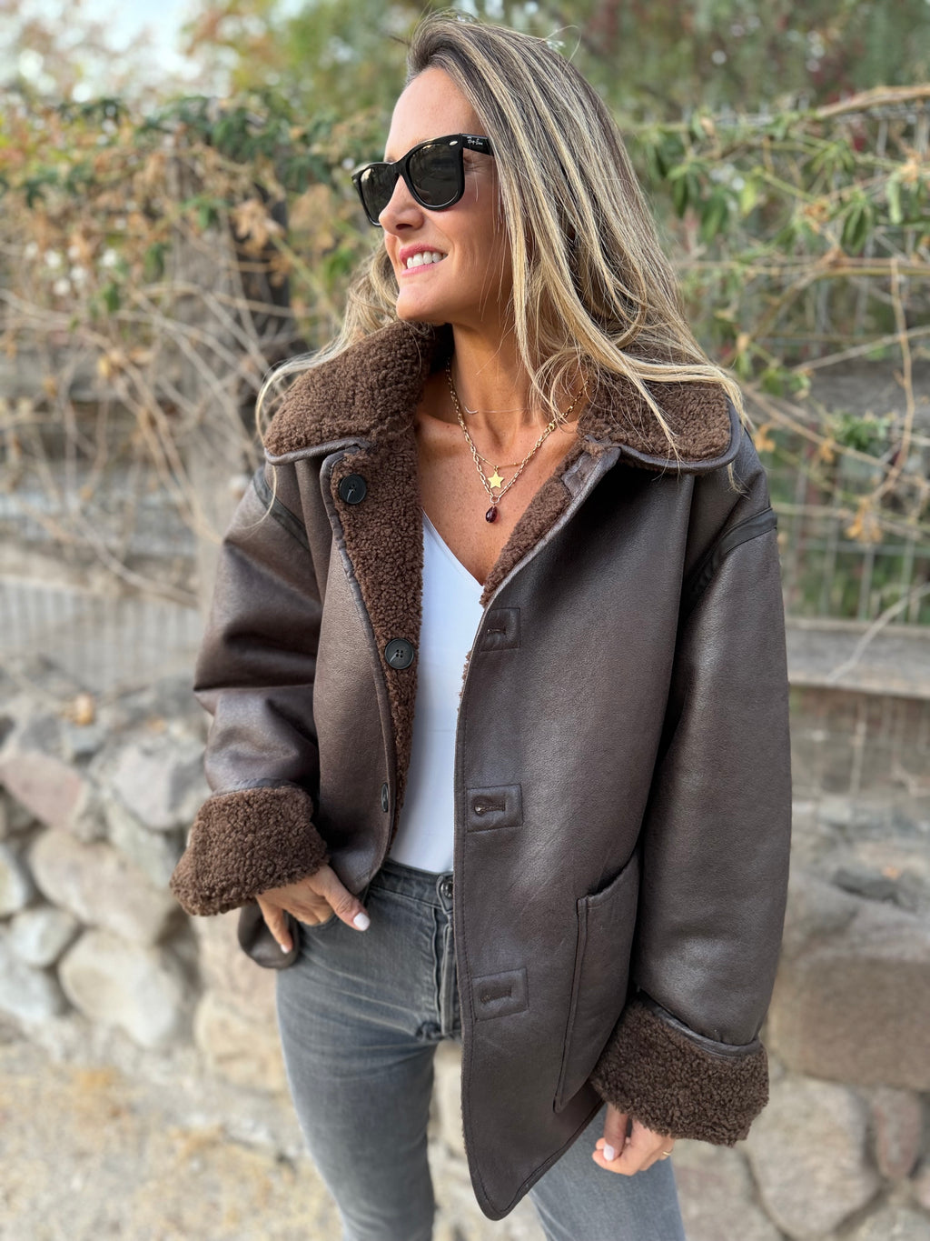 Chaqueta reversible chiporro patagónico gamuza top