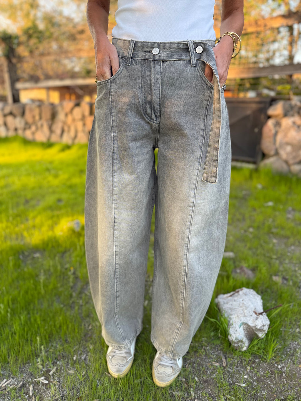 Bluejean new barrel cinto gris