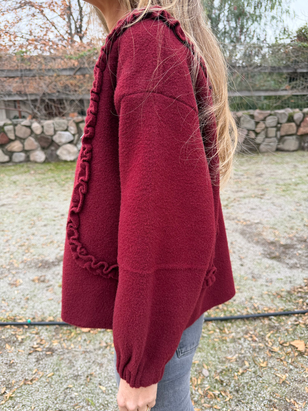 Chaquetita paño vuelitos rojo italiano