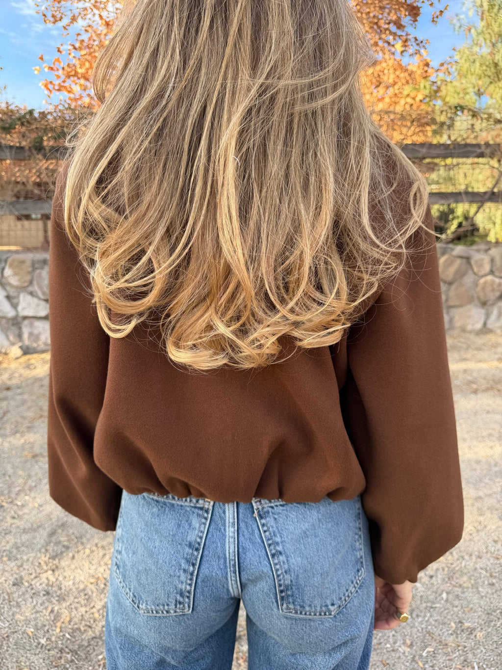 Chaqueta paño englobada café