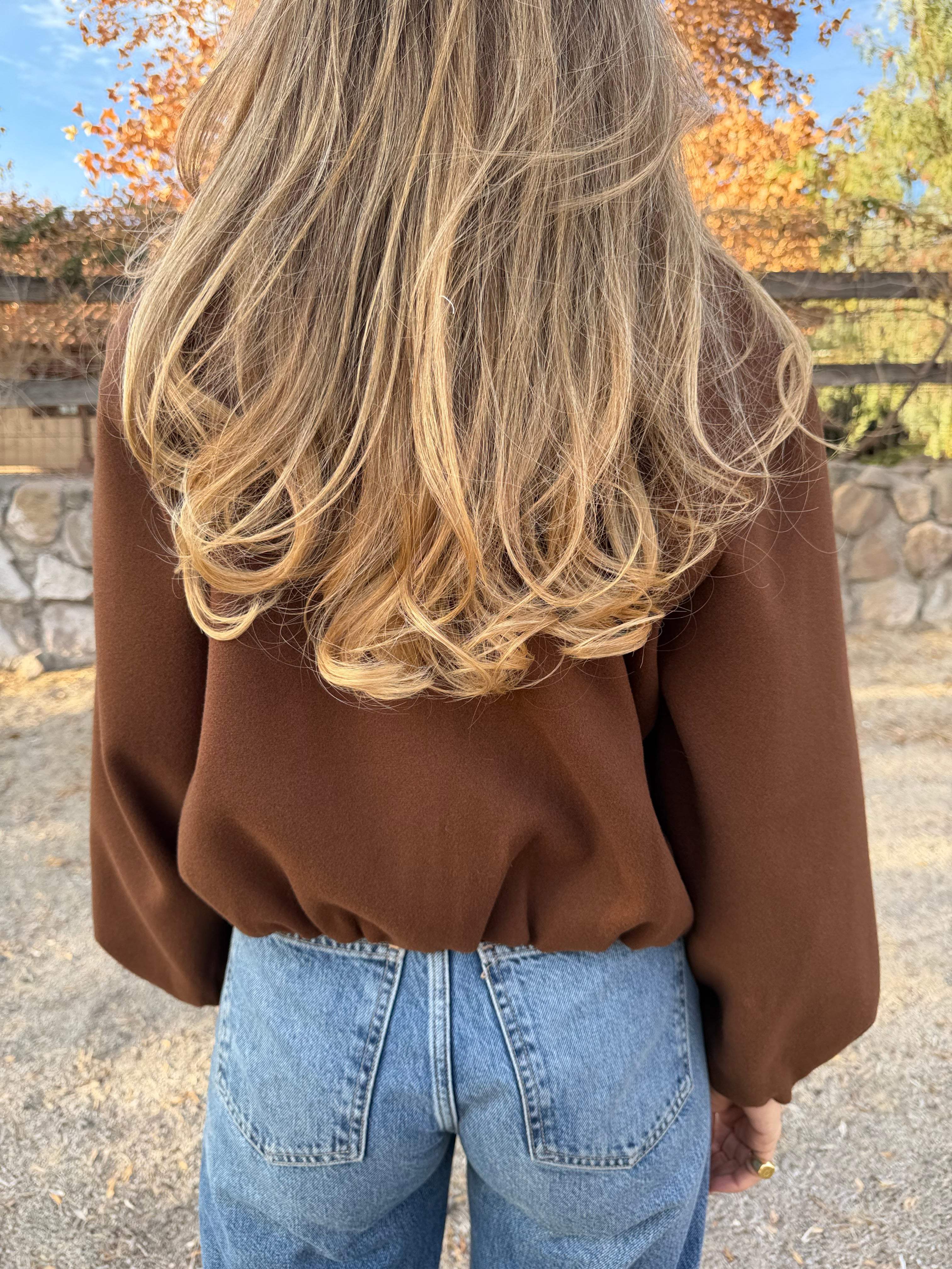 Chaqueta paño englobada café