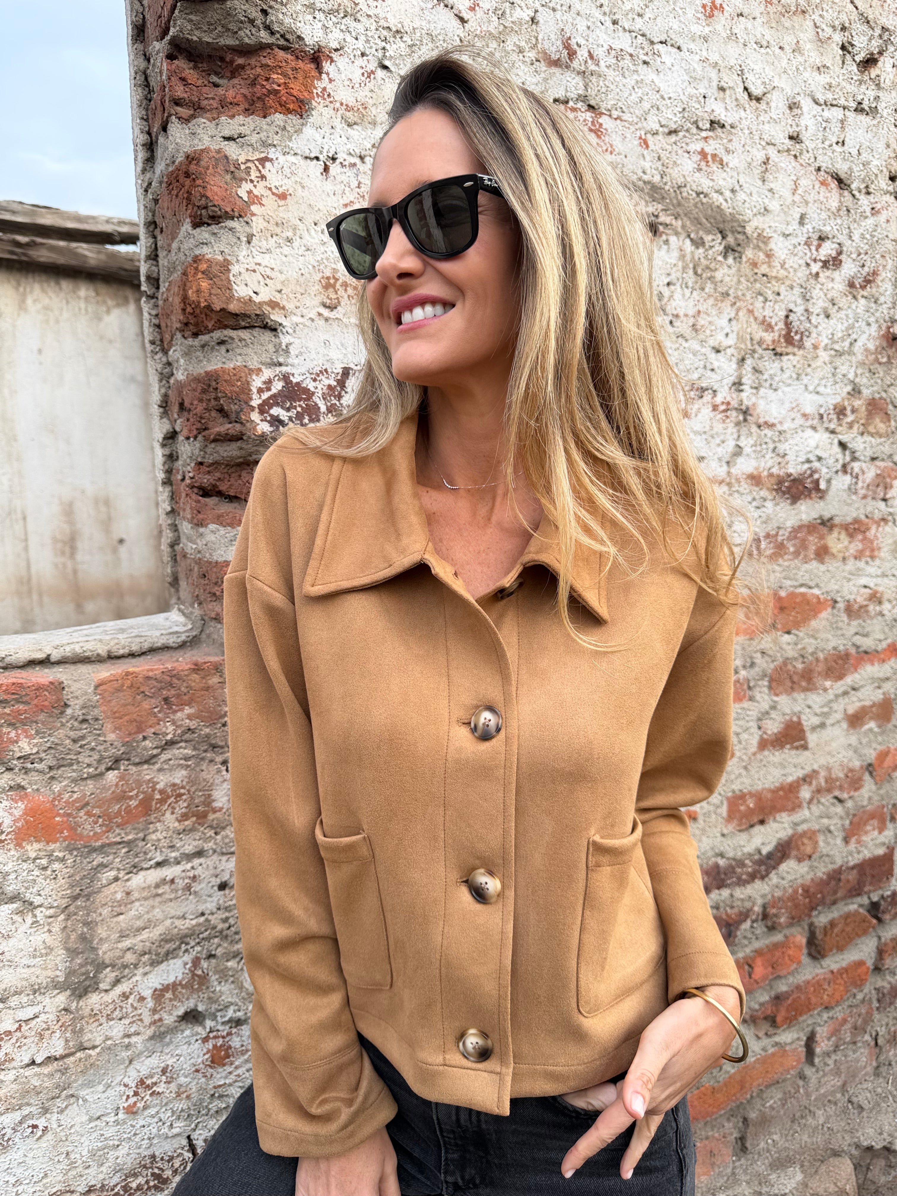 Chaqueta suede pocket camel