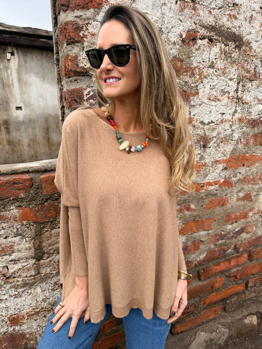 Chaleco ancho básico camel