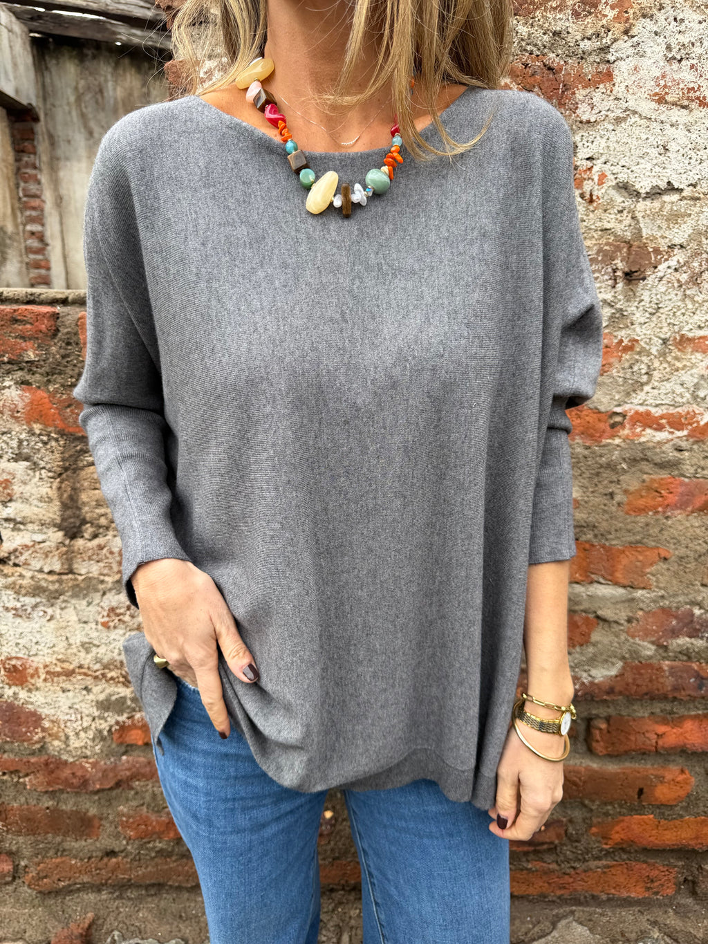 Chaleco ancho básico gris