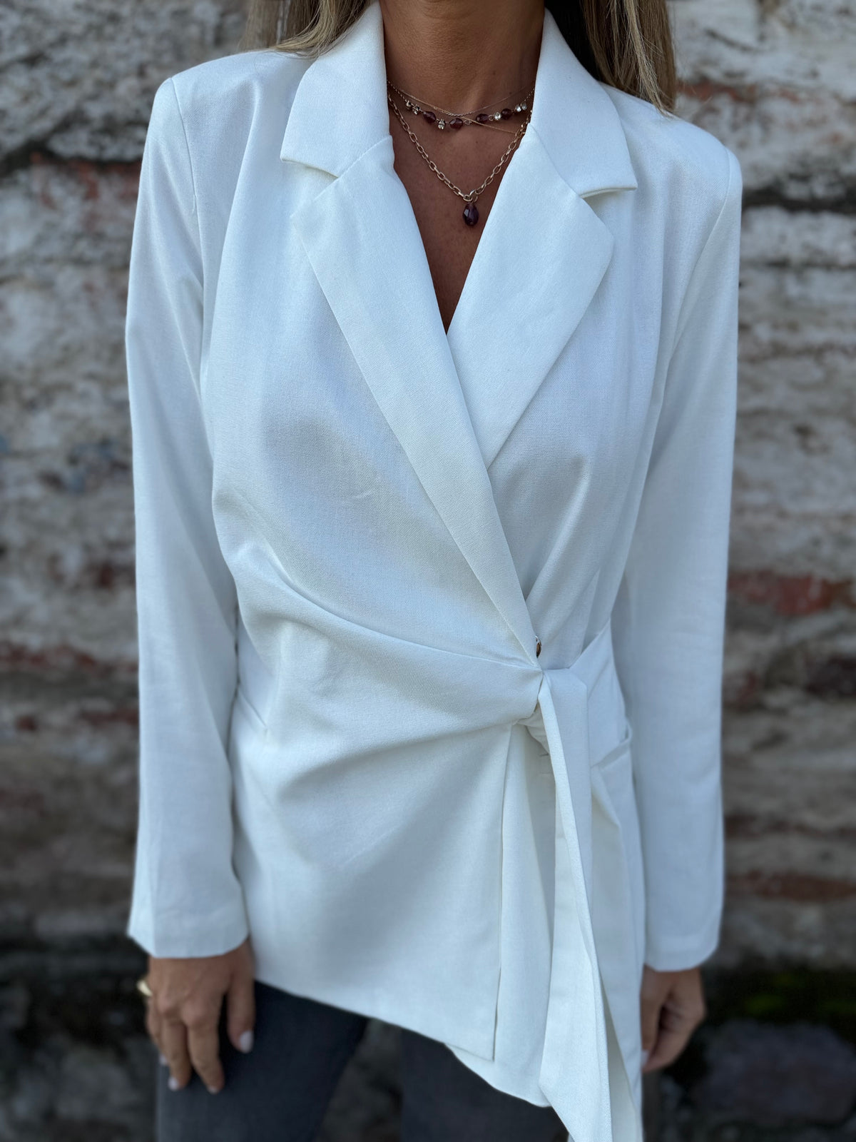 Blazer linoto amarra blanco