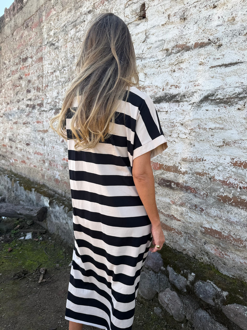 Vestido rayas negro