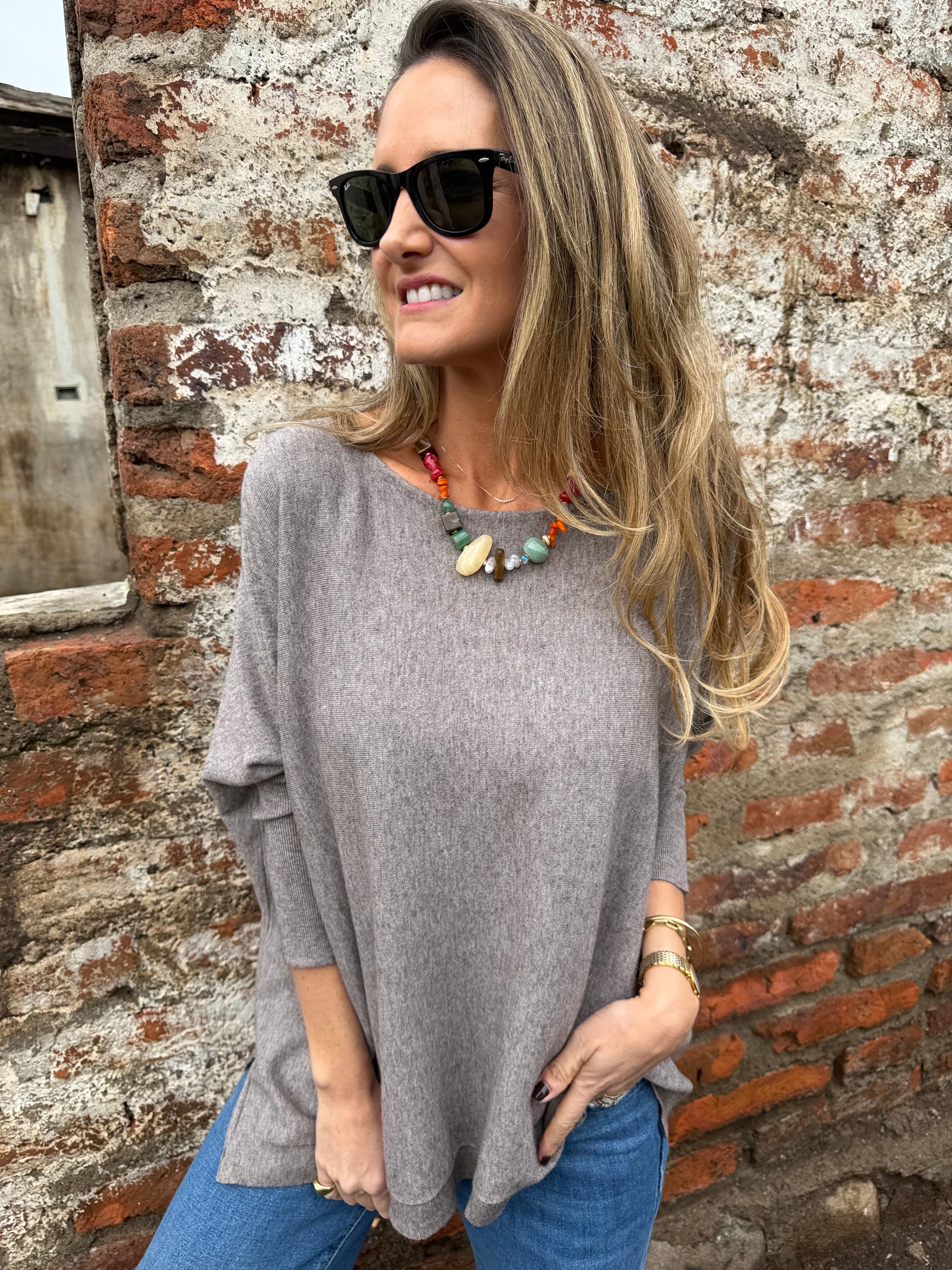 Chaleco ancho básico taupe