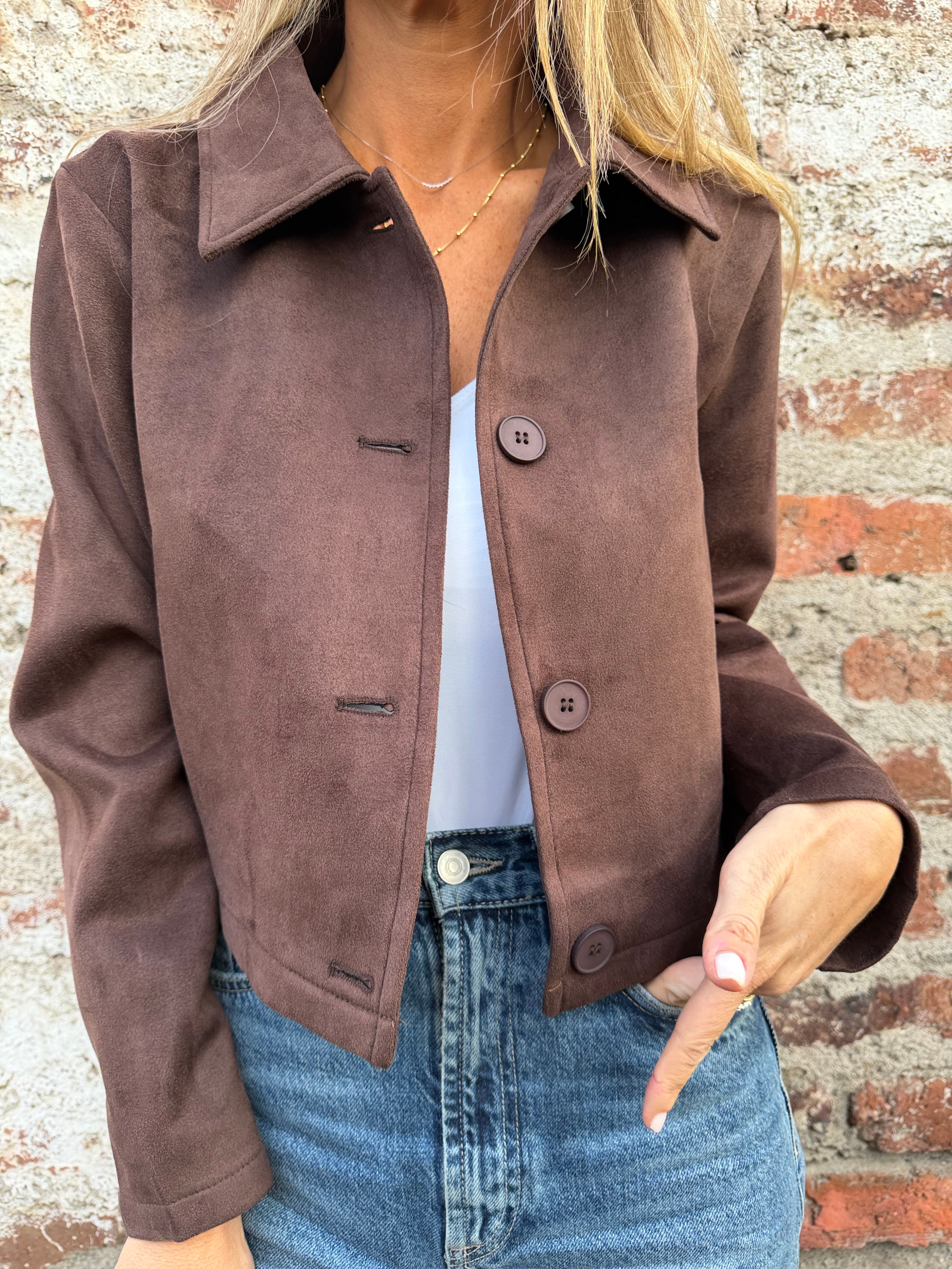 Chaqueta simple suede cafe