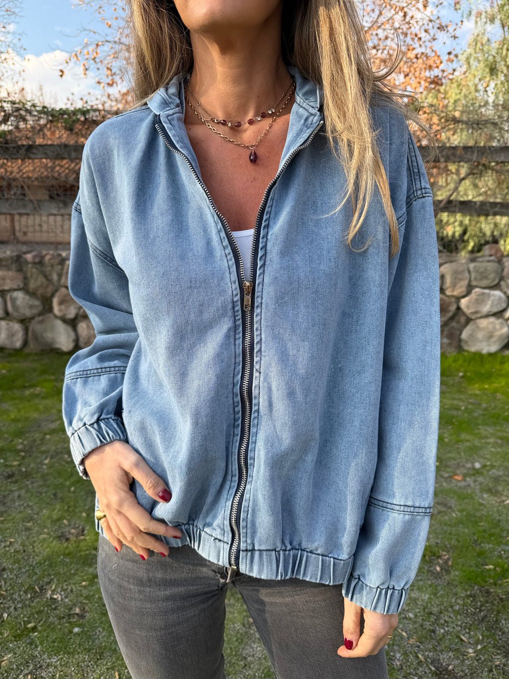 Bomber bluejean celeste
