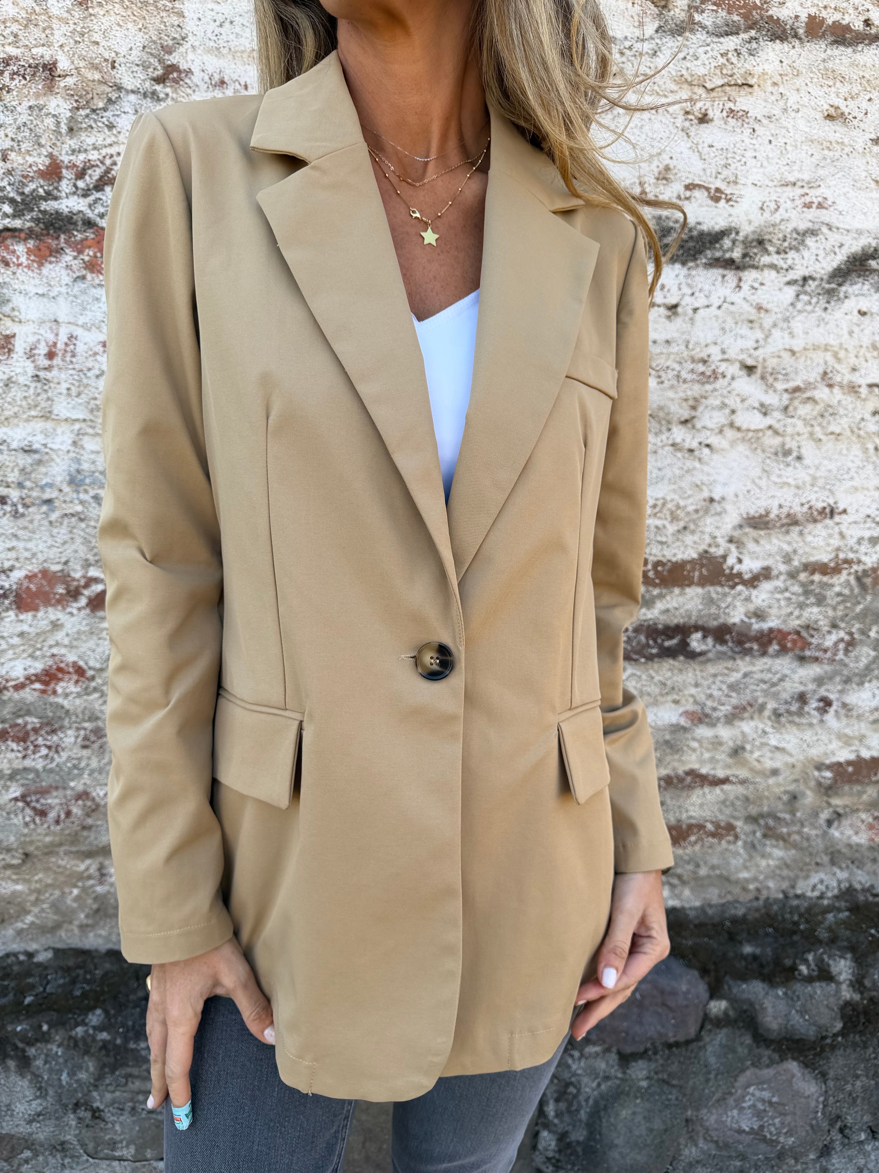 Blazer gabardina premium camel