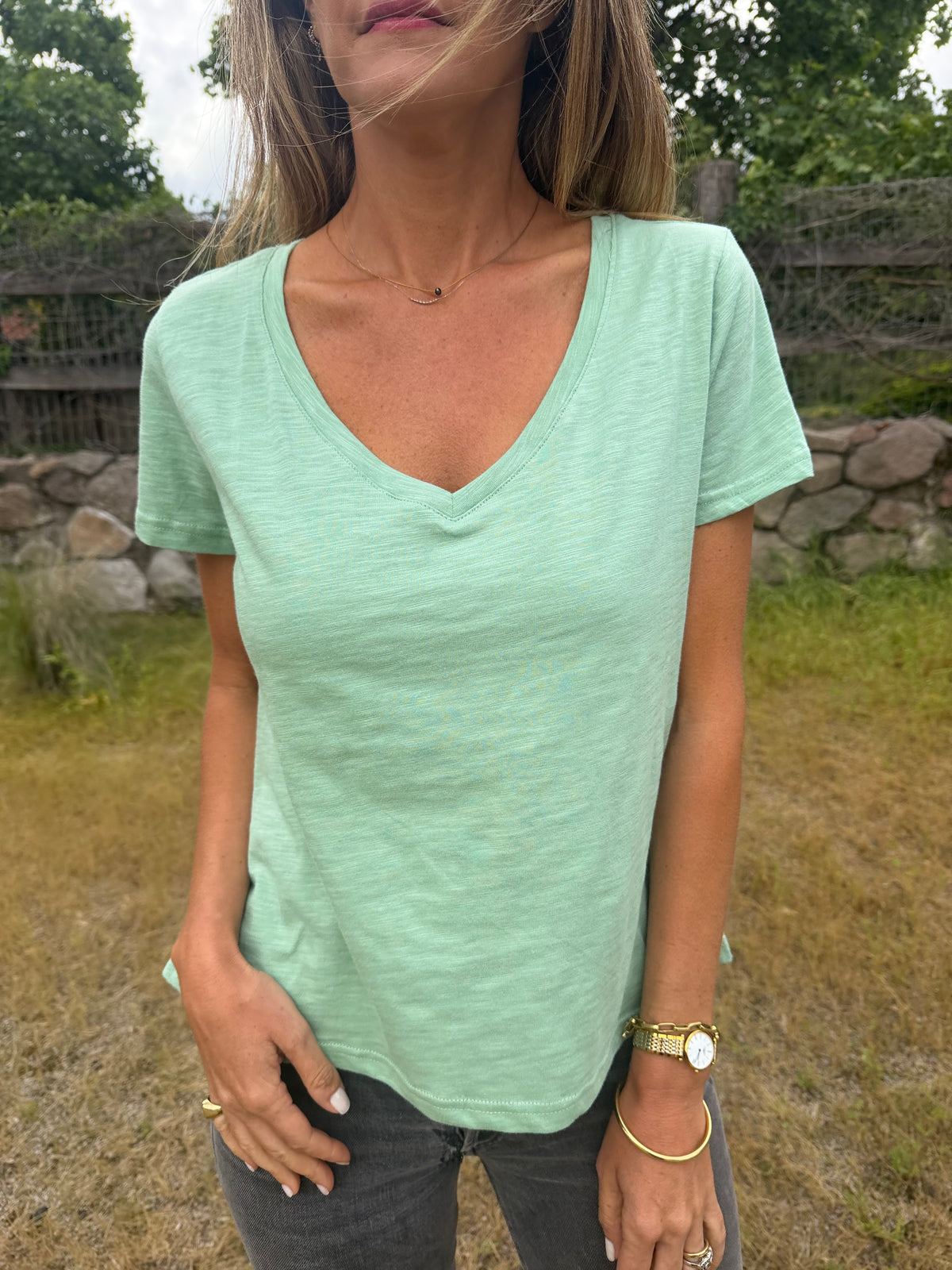 Polera hiper básica algodón menta