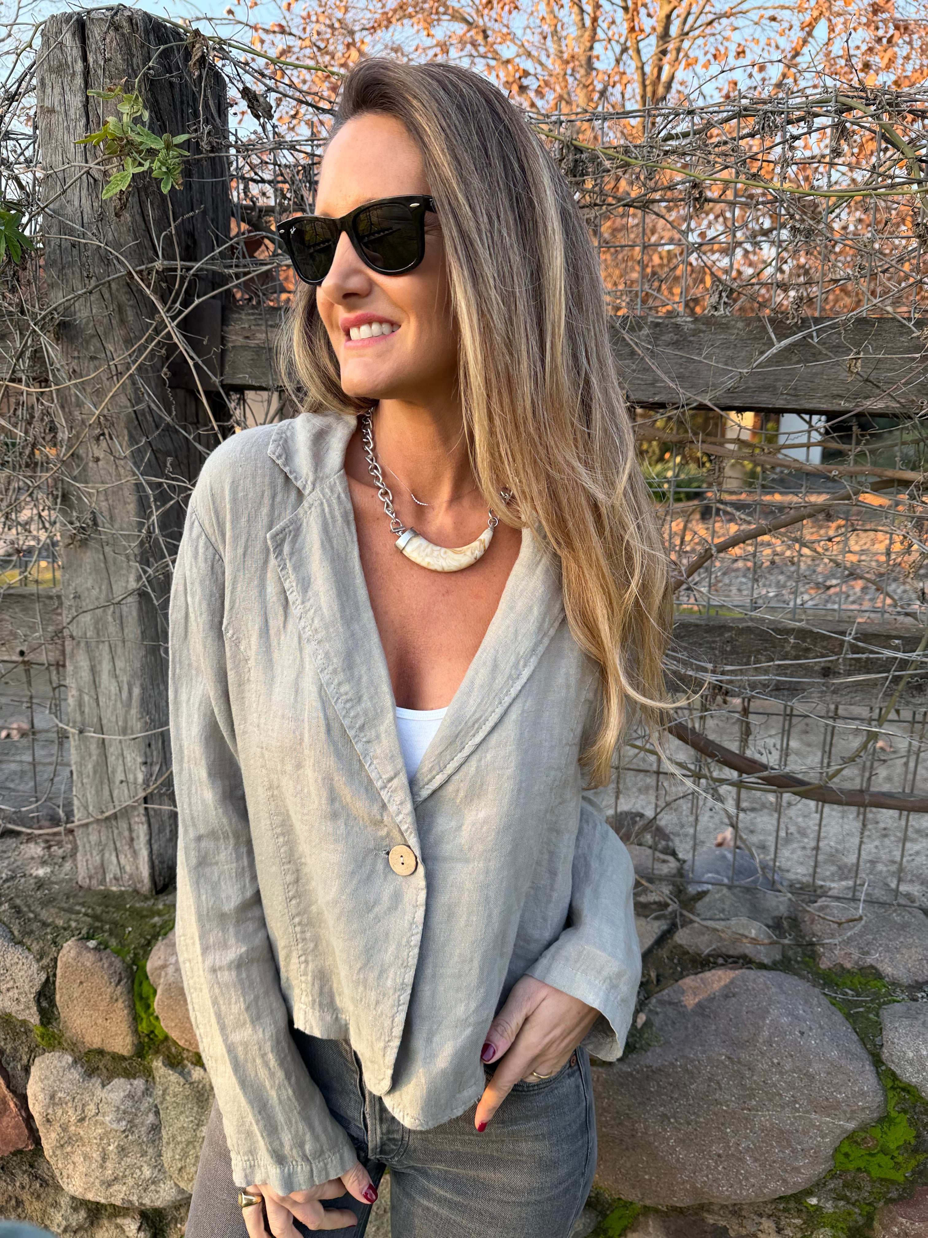 Blazer 100% lino beige verdoso