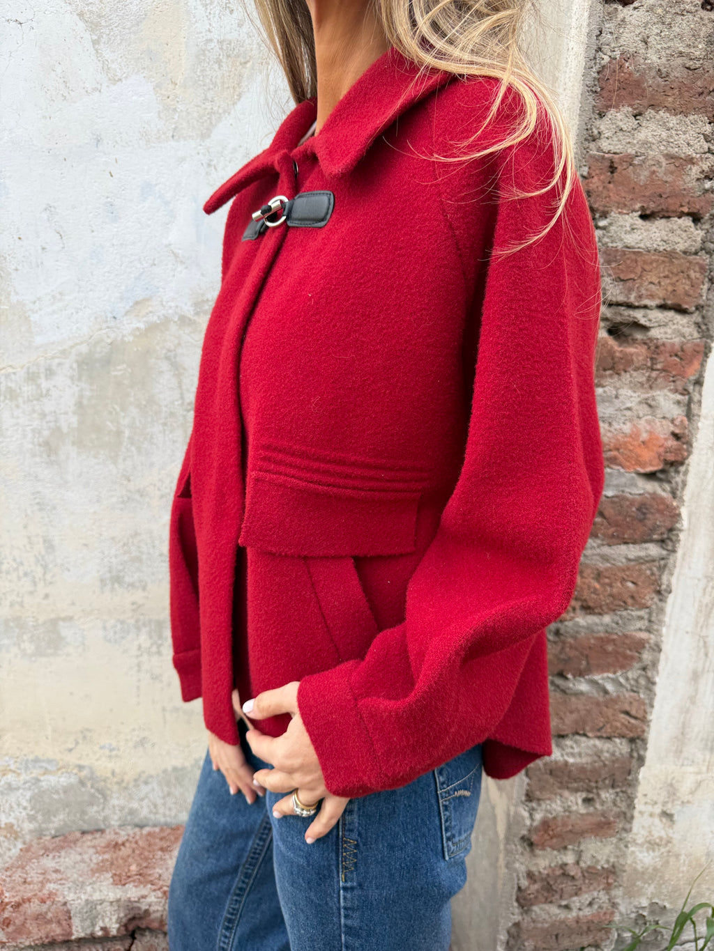 Abrigo 1 botón rojo italiano