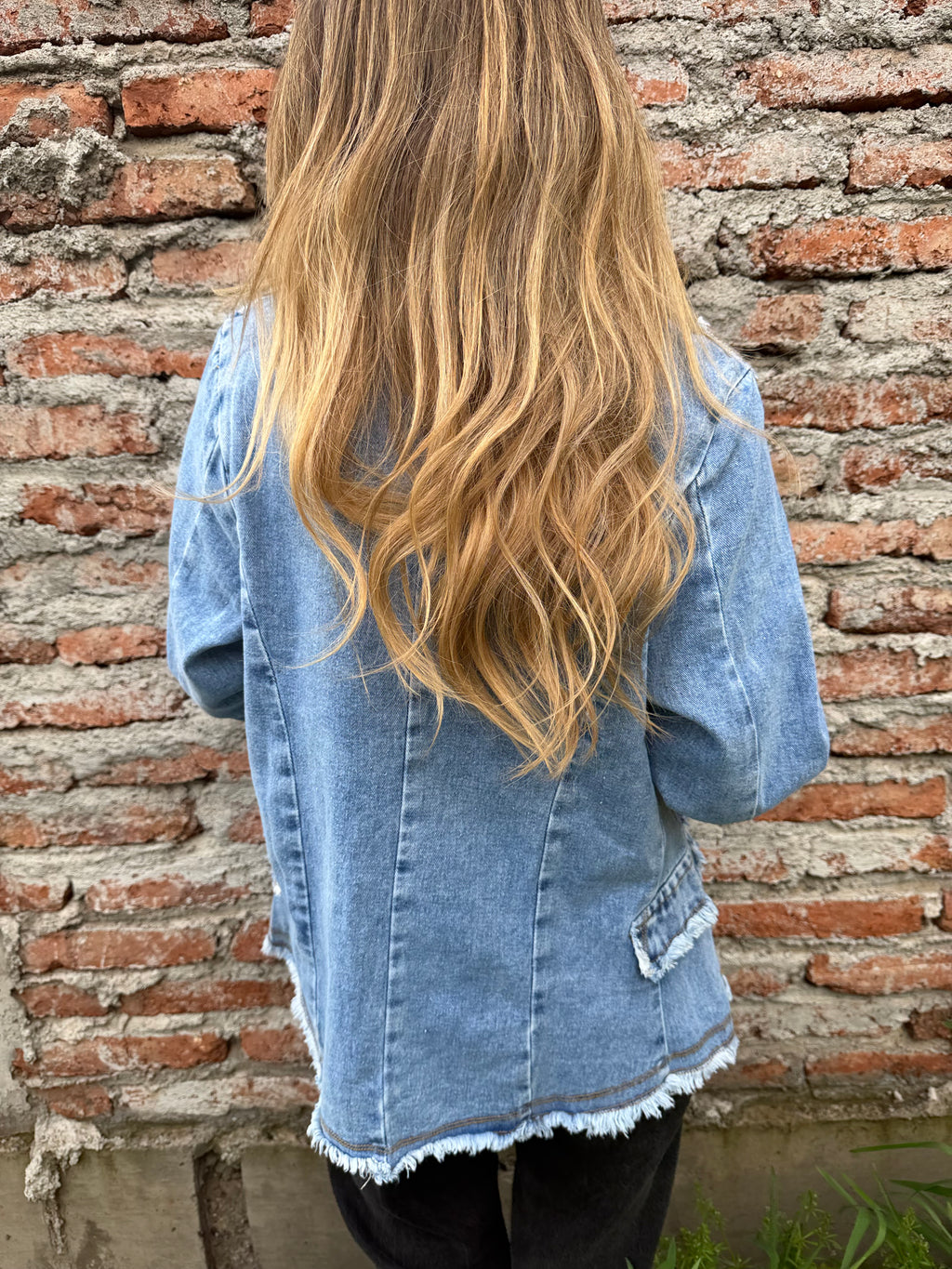 Blazer Napoleón desflecado azul medio