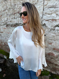 Blusa perlada volados blanca