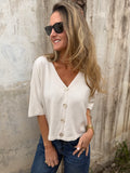 Polera/ Chaleco hilo brillos sutiles blanco