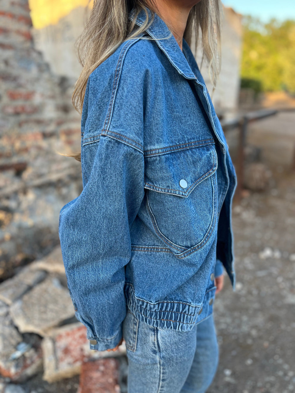 Chaqueta retro bluejean celeste oscura