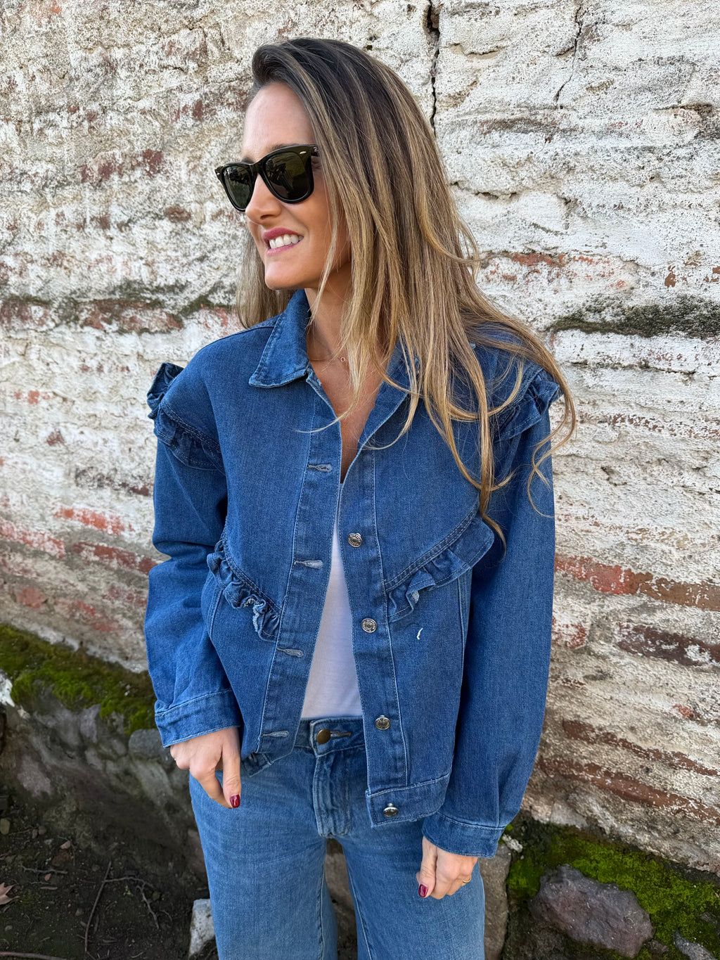 Chaqueta bluejean vuelitos azul