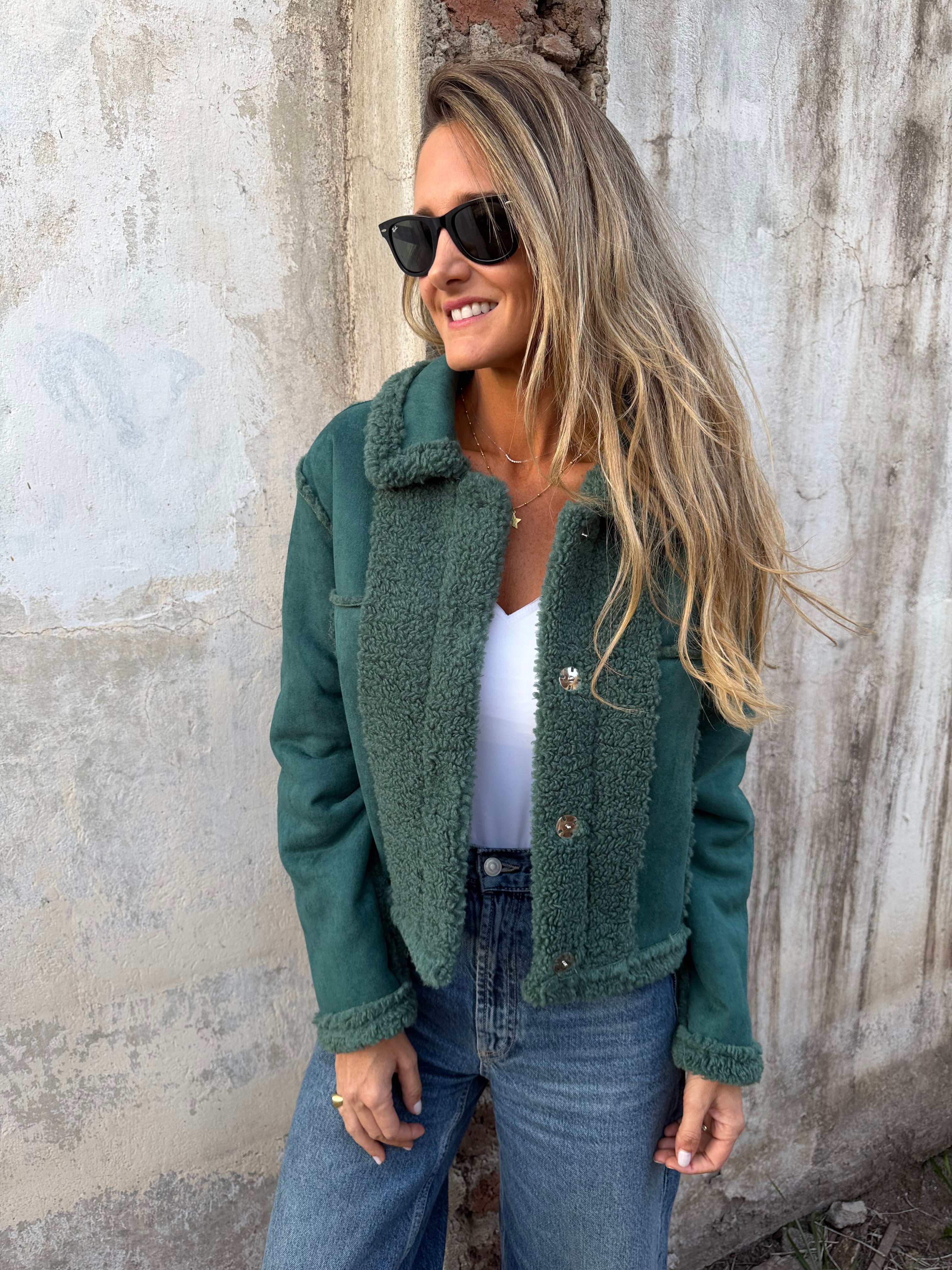 Chaqueta reversible chiporro suede verde