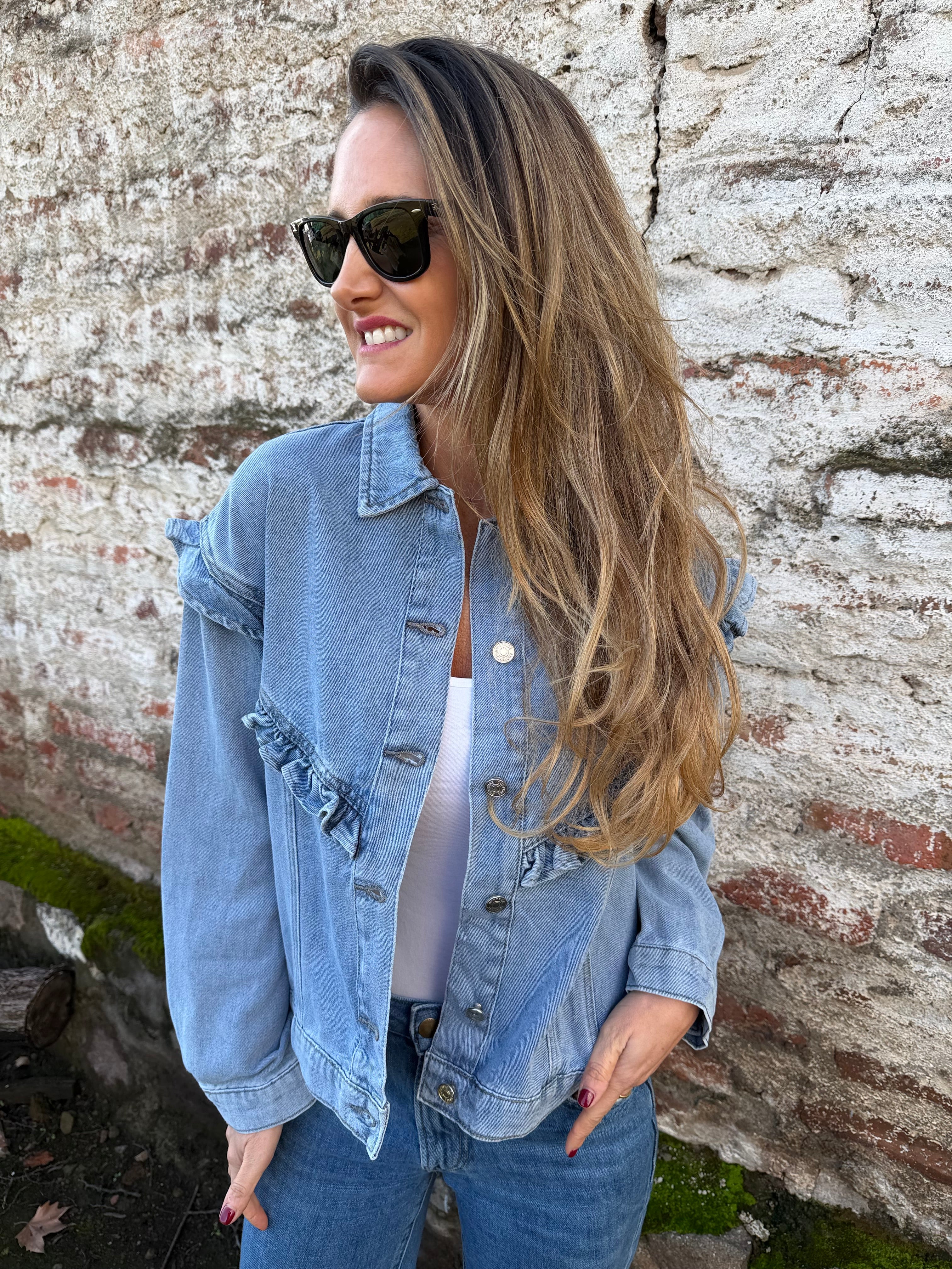 Chaqueta bluejean vuelitos celeste