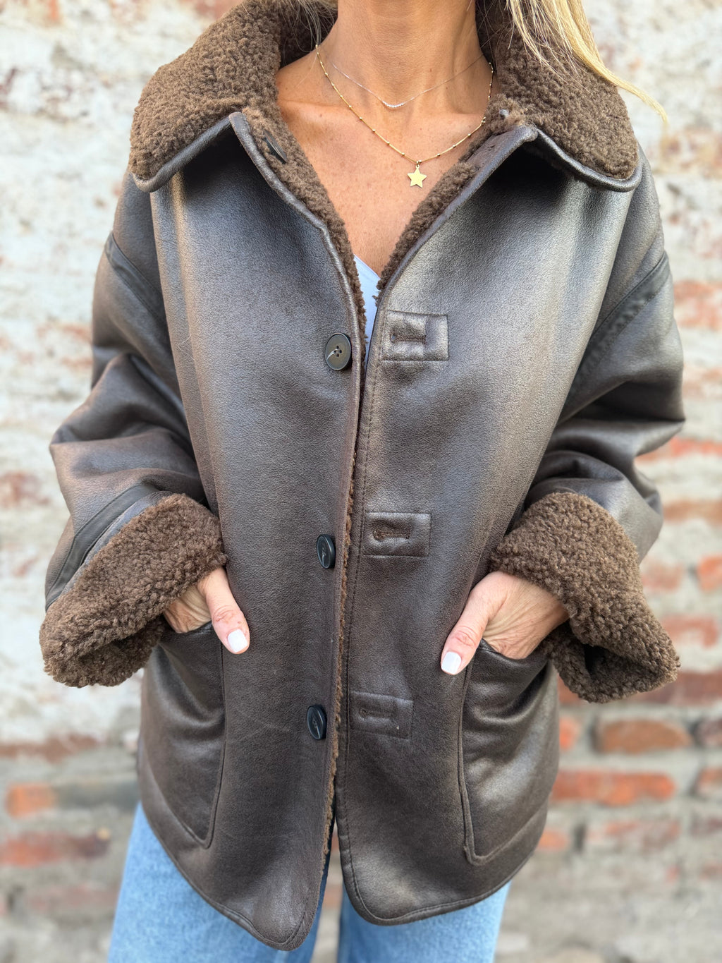 Chaqueta reversible chiporro patagónico gamuza top