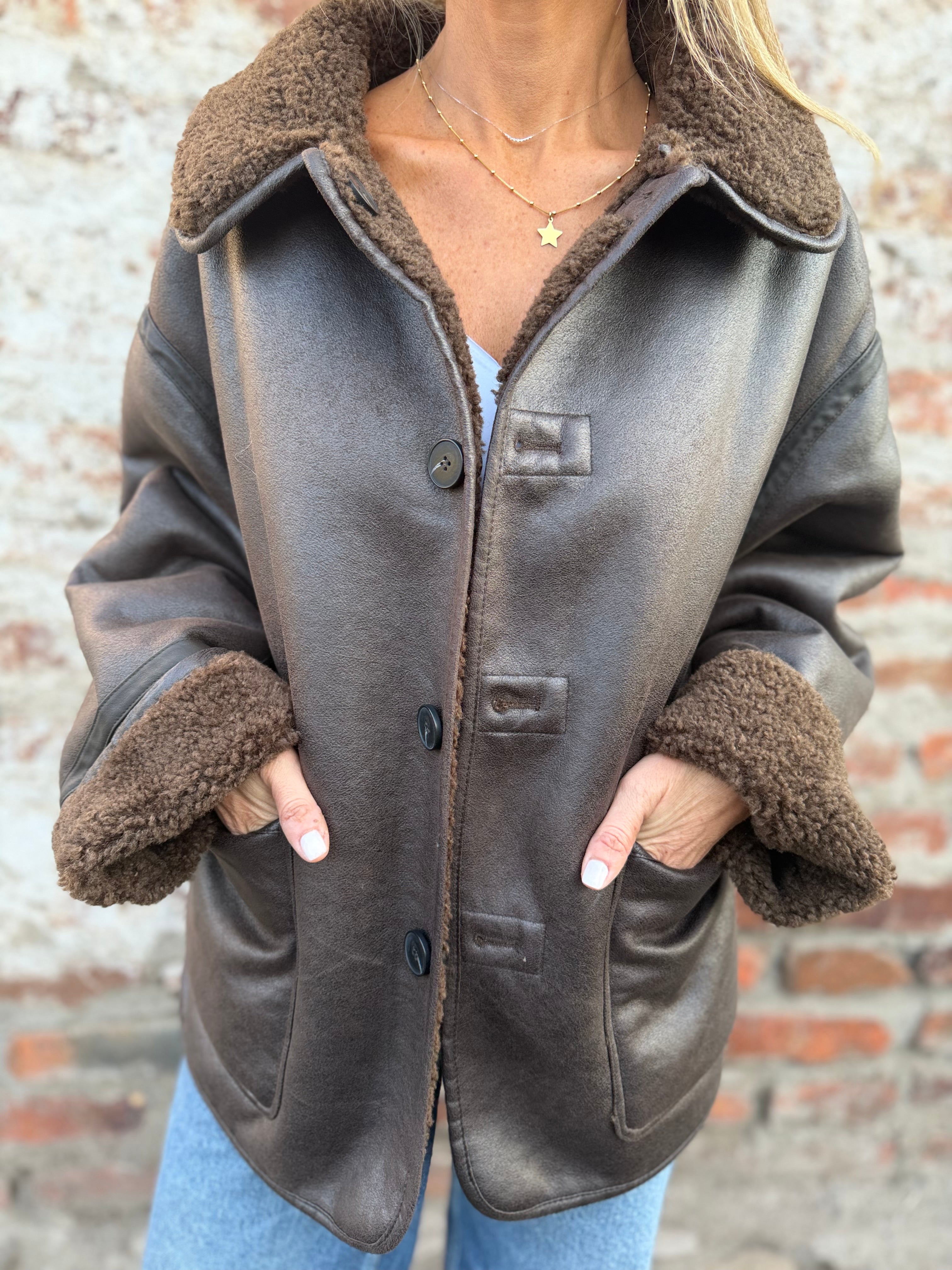 Chaqueta reversible chiporro patagónico gamuza top