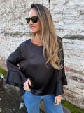 Blusa perlada volados negra