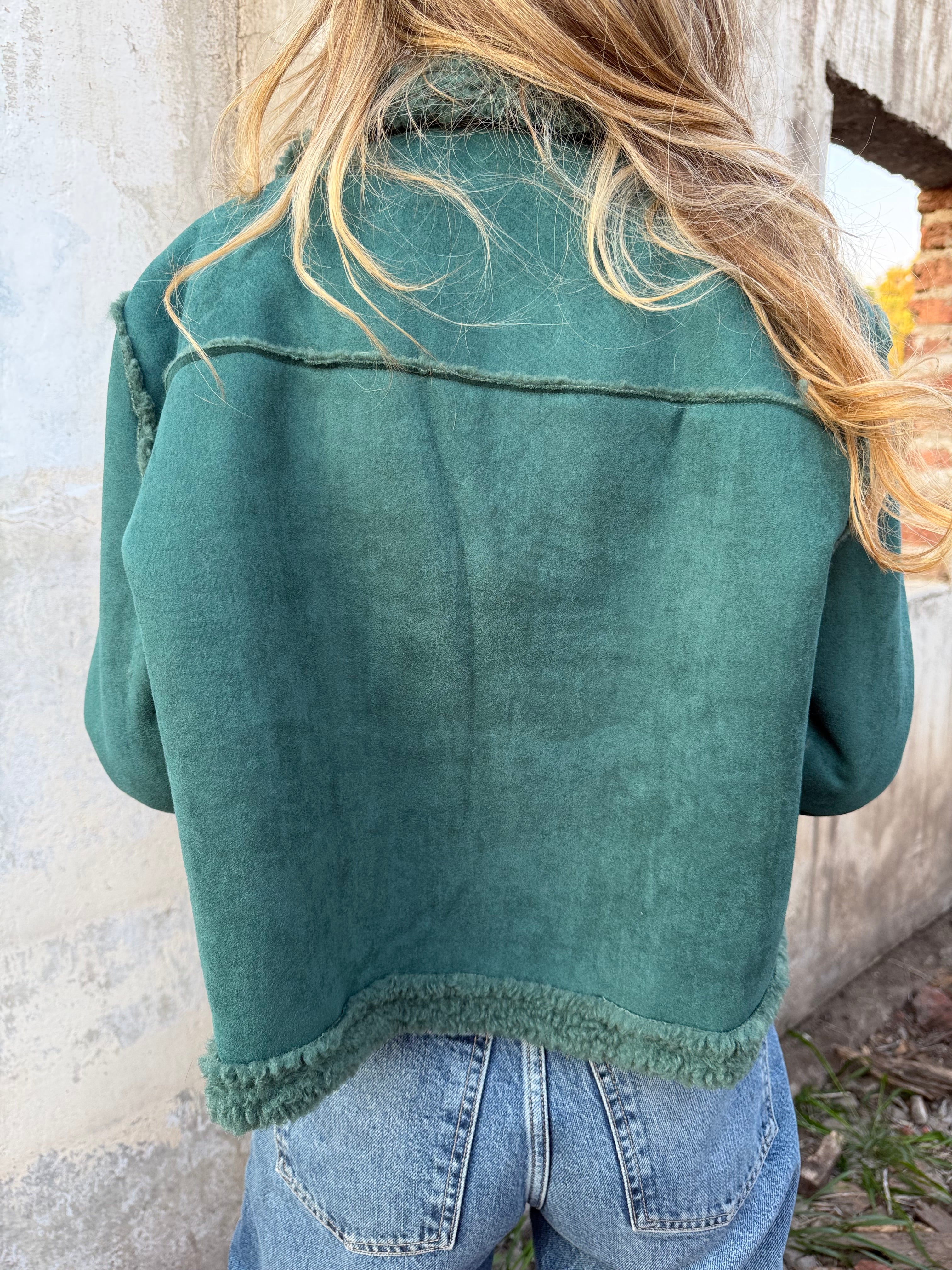 Chaqueta reversible chiporro suede verde
