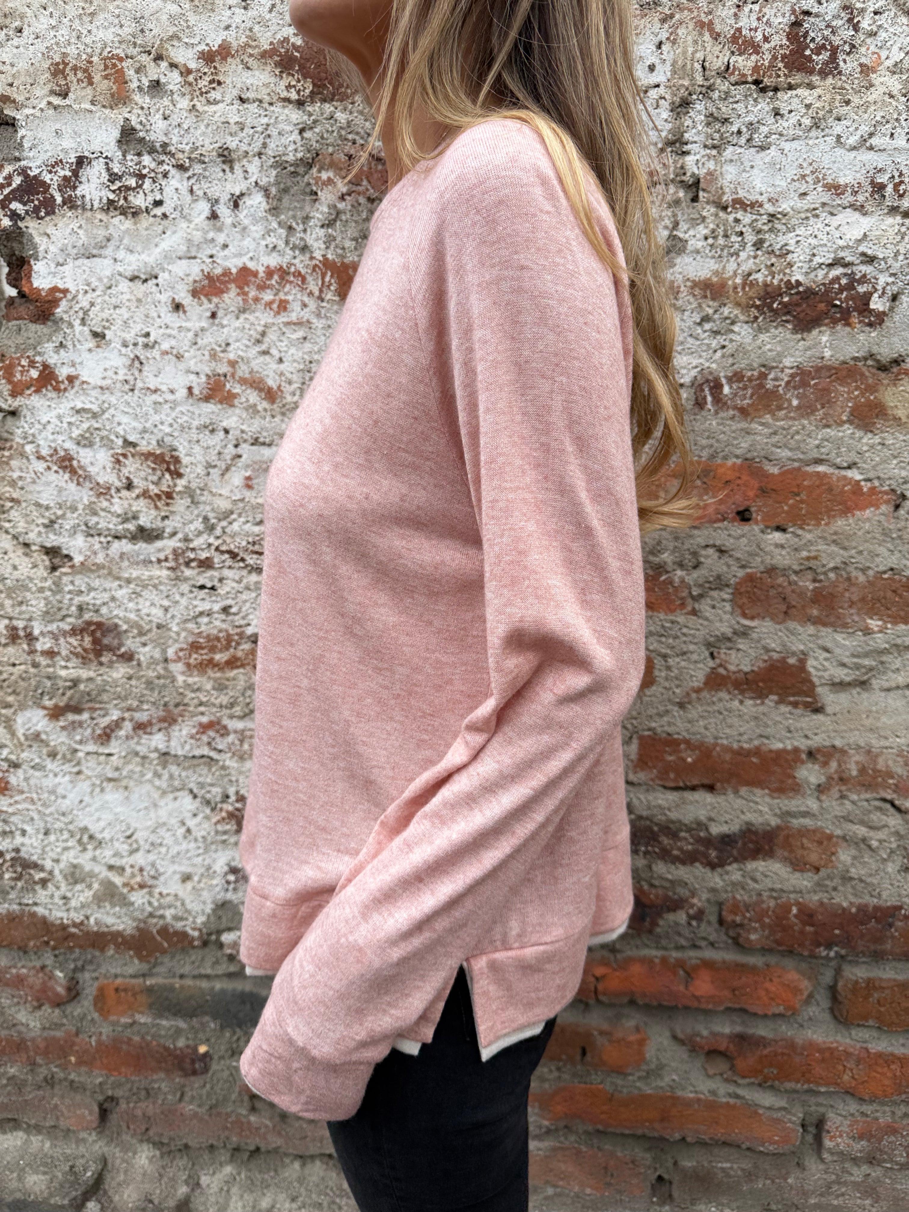 Polera lanilla doblez rosada