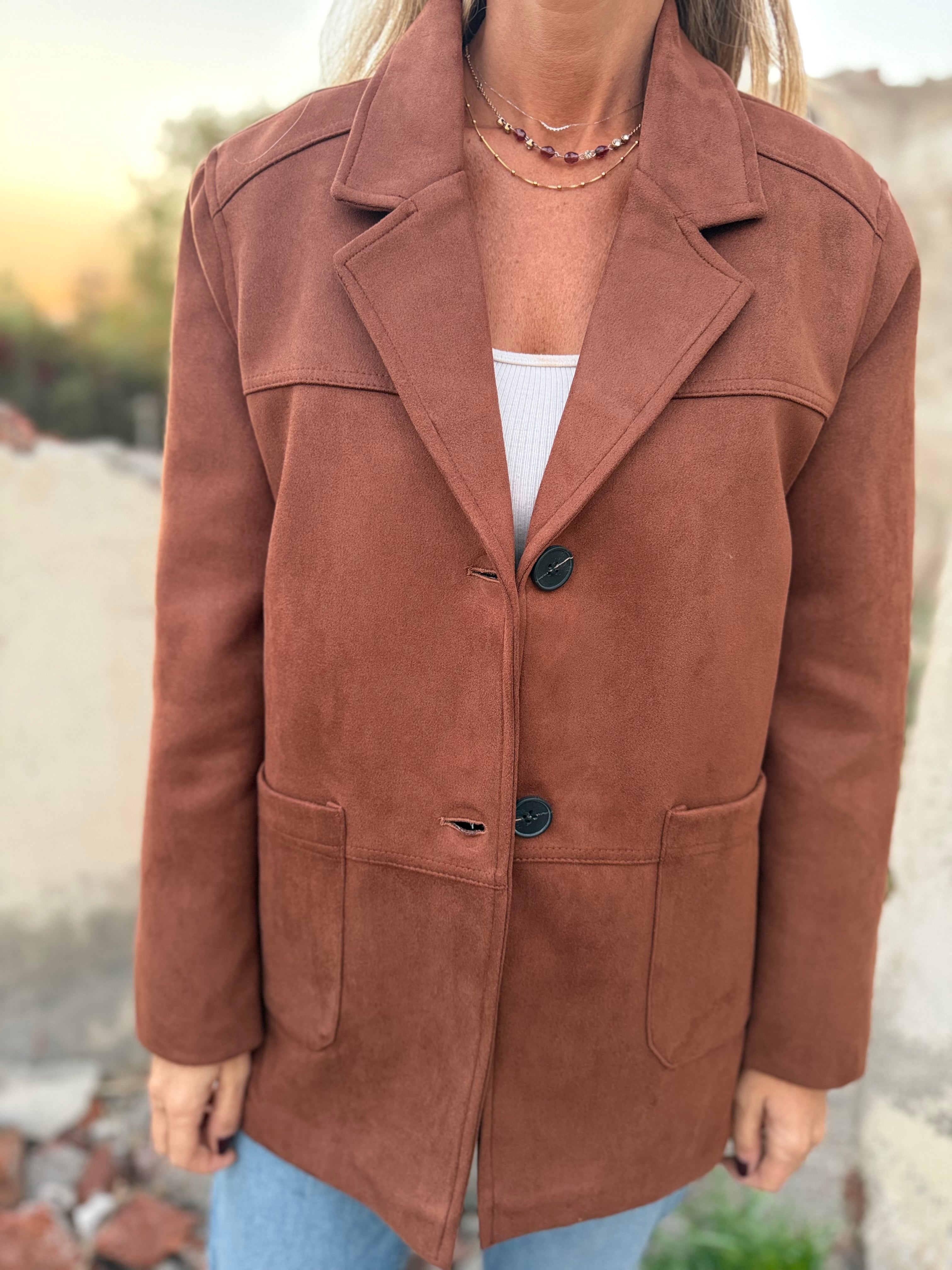 Chaquetón efecto gamuza soñado camel