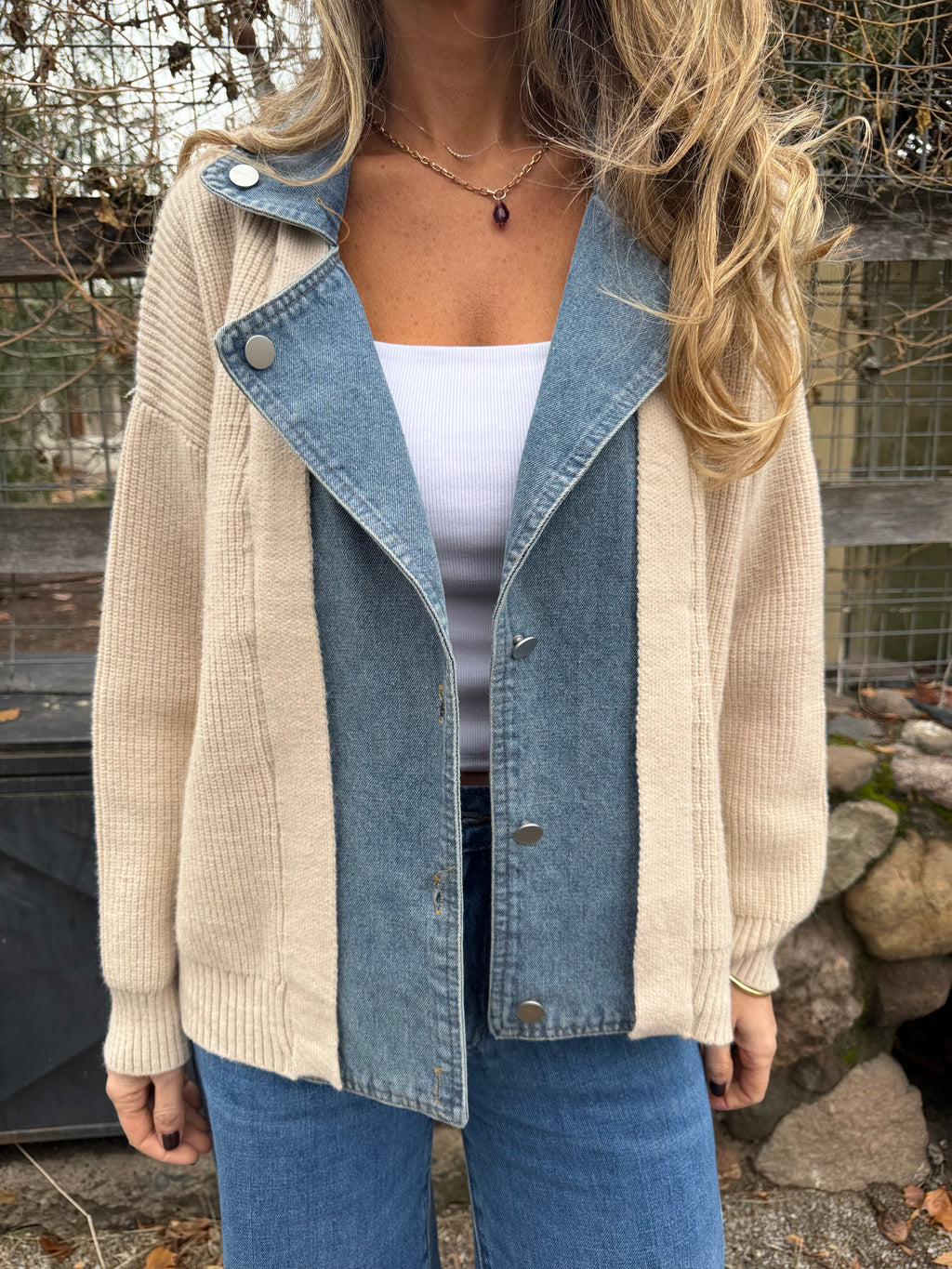 Chaleco tipo biker bluejean beige