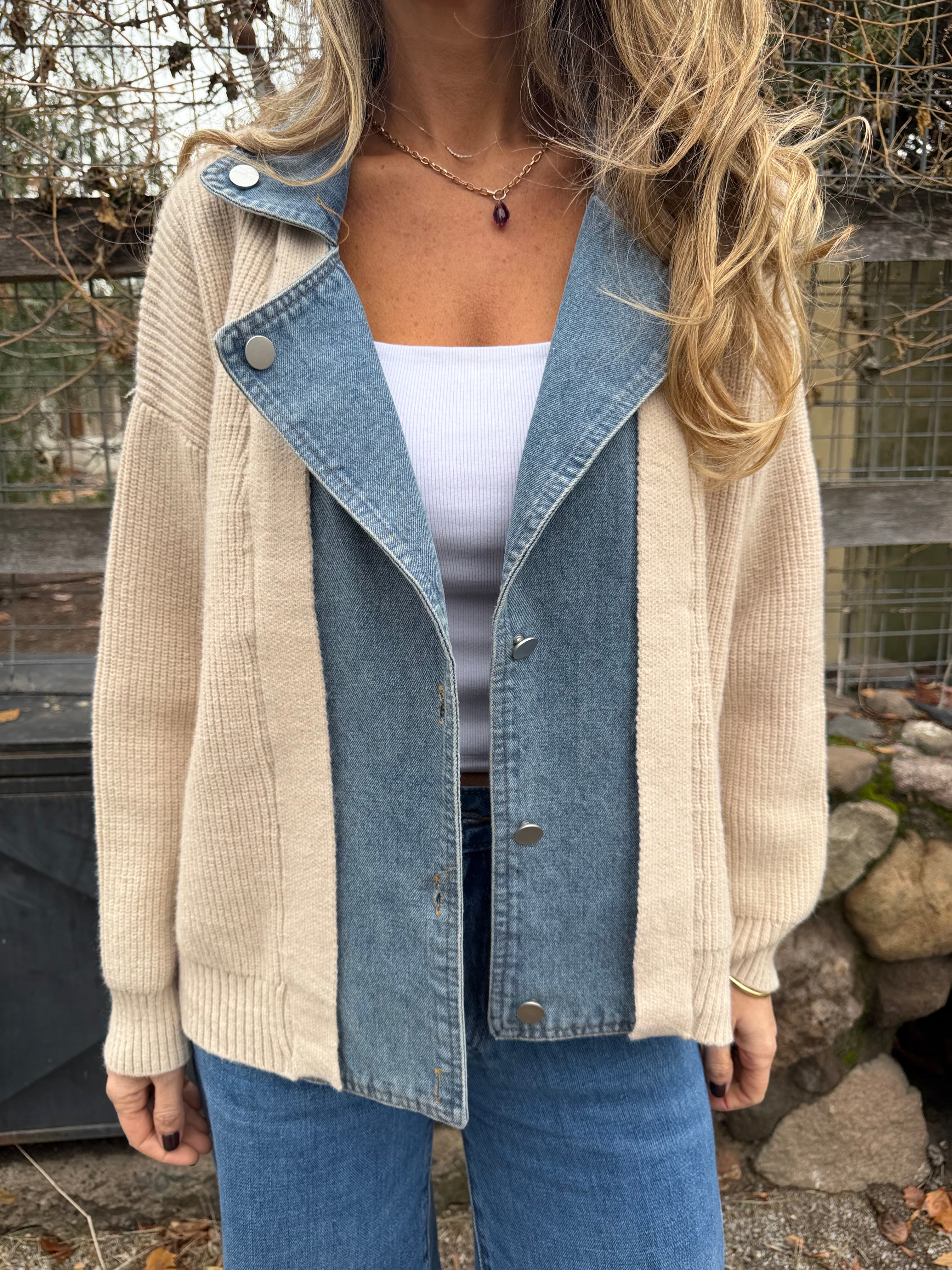 Chaleco tipo biker bluejean beige