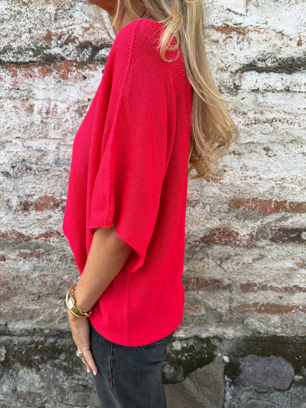 Polera/ chaleco tejida perfecta roja