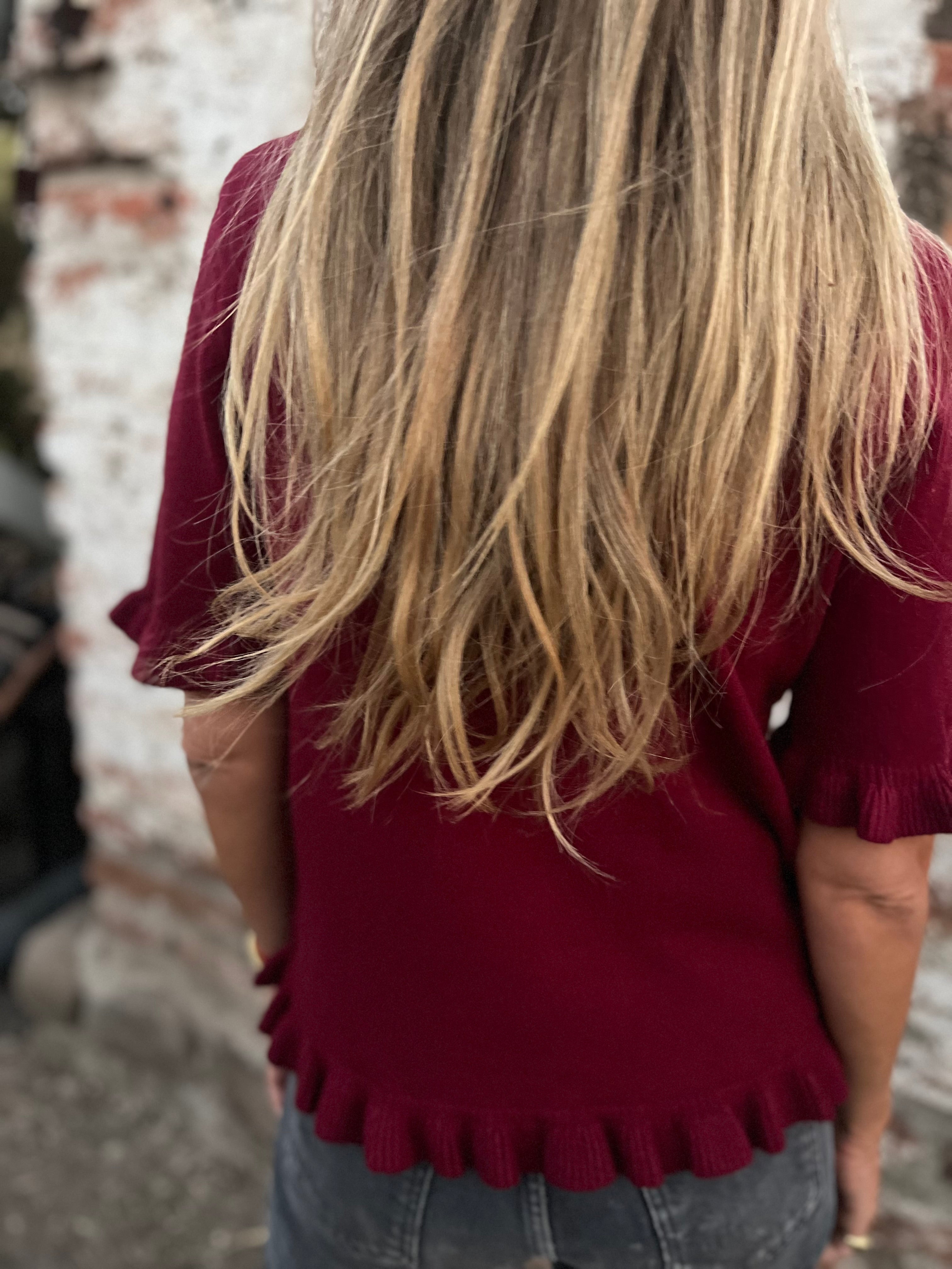 Polera/ Chaleco vuelitos burdeo