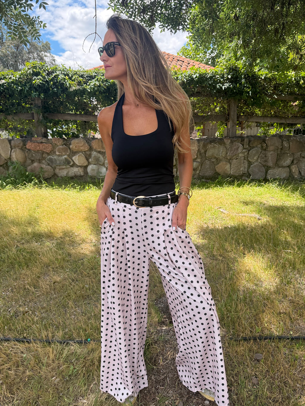 New palazo polca dots beige
