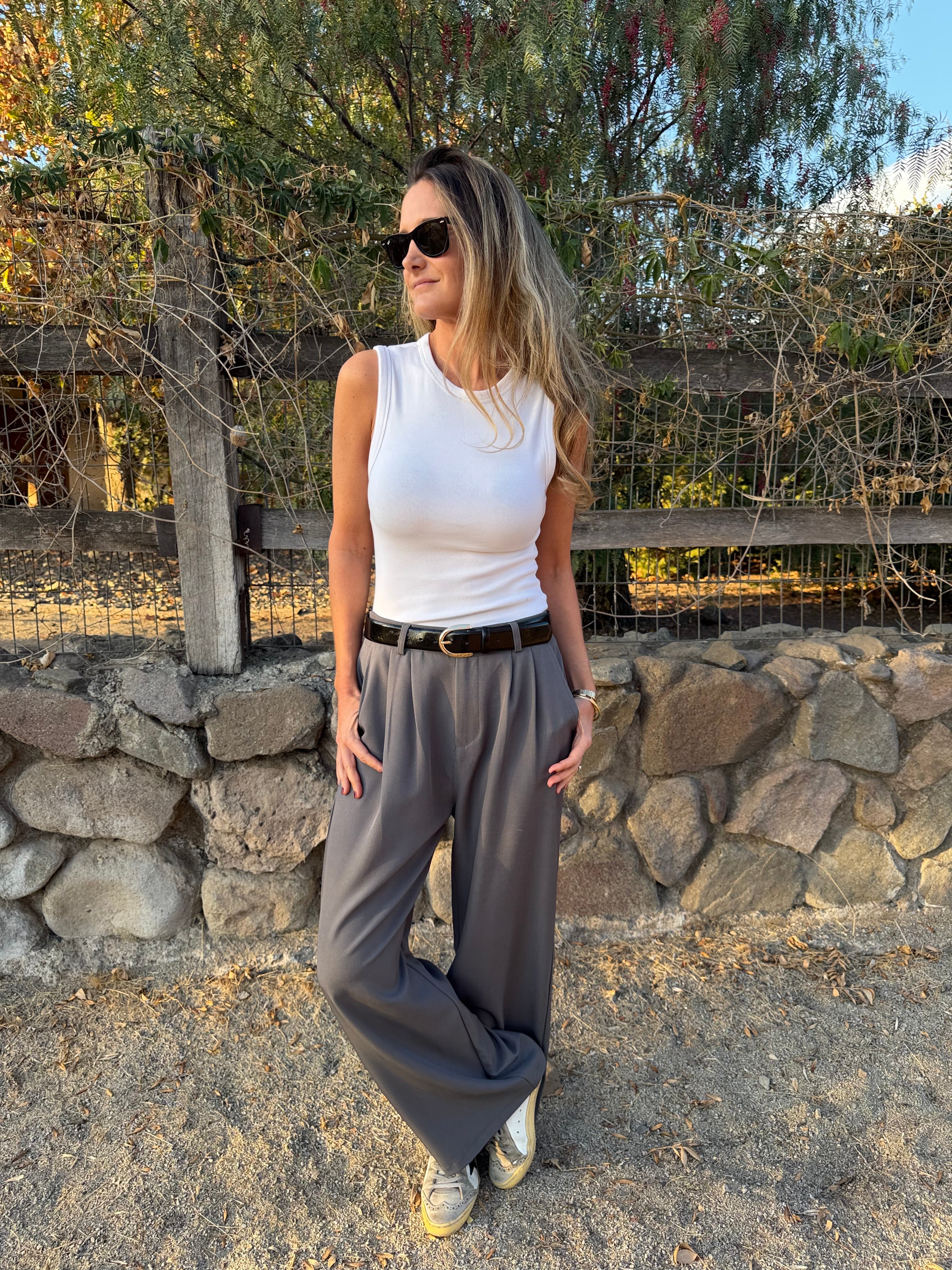 Pantalón sastre fluido gris