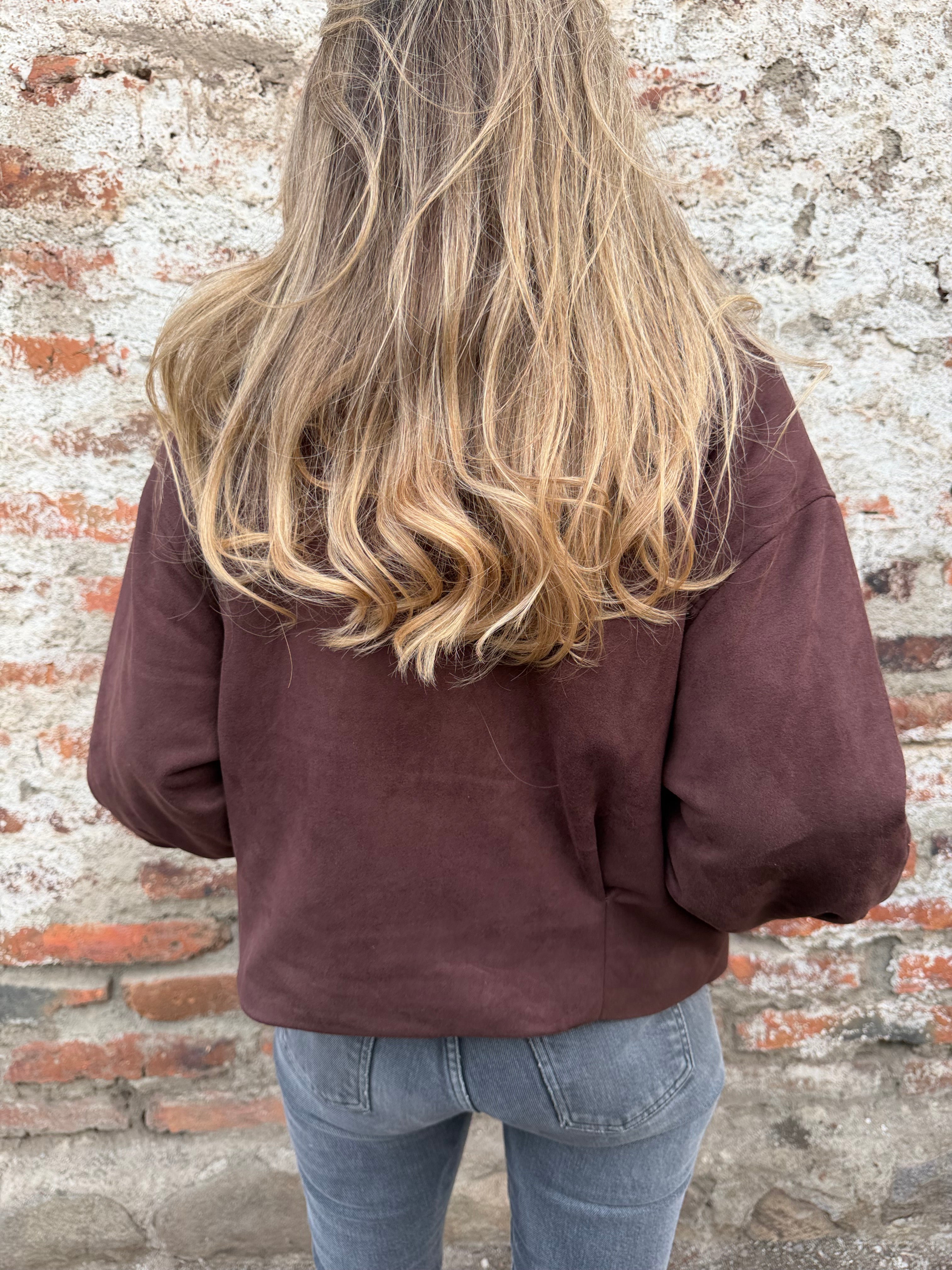 Chaqueta gamuza acolchada café