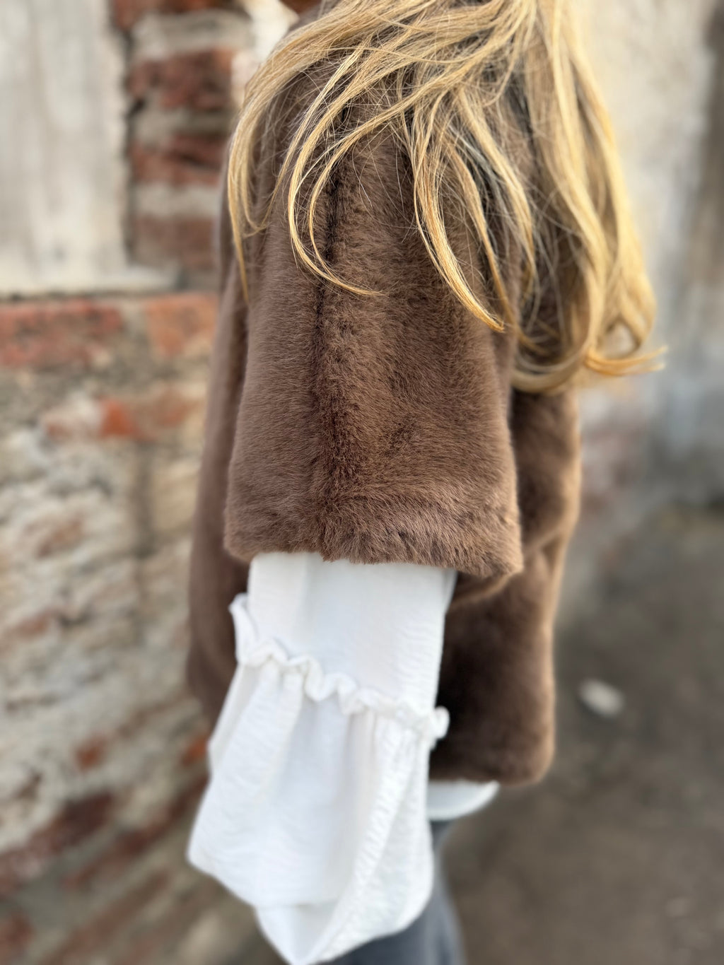 Poncho piel café