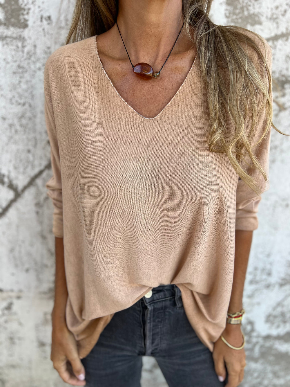 Polera hilo venecia camel