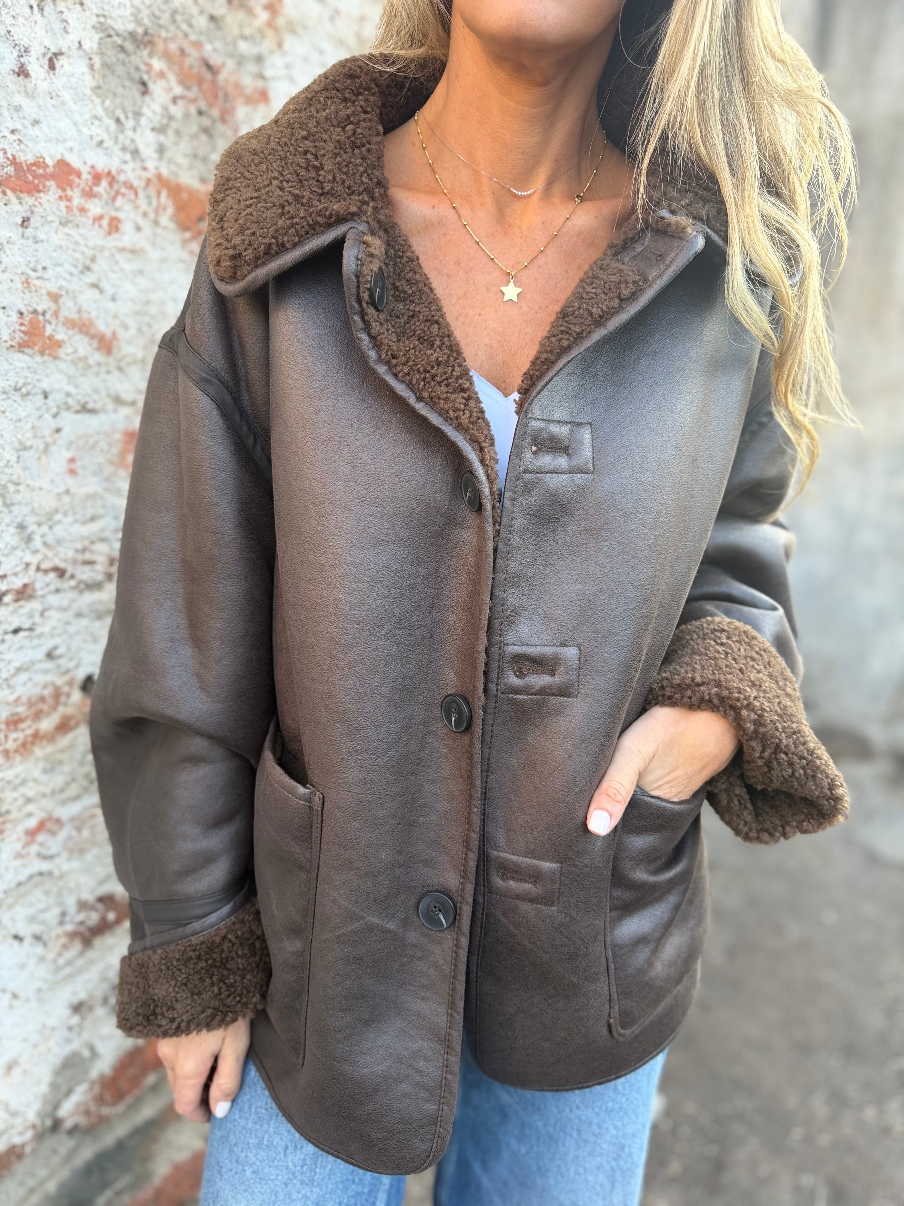 Chaqueta reversible chiporro patagónico gamuza top